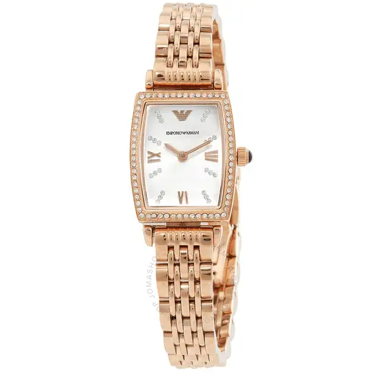 Emporio Armani Gianni T Bar Quartz Crystals White Dial Rose Gold Steel Strap Watch For Women - AR11406 - Image 6